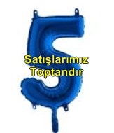 Beş rakam Numara Mavi folyo Balon İthal kaliteli 14 inc 38 cm folyo balon