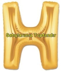 H harfi Sarı Altın Gold folyo harf balon 40 inch 100 cm